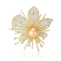Alloy Zircon Orchid Brooch With Pearl Accent For Dresses view 5