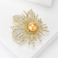 Alloy Zircon Orchid Brooch With Pearl Accent For Dresses view 2