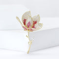 Copper Zircon Tulip Brooch Pin Elegant Floral Accessory For Womens Apparel view 3