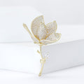 Copper Zircon Tulip Brooch Pin Elegant Floral Accessory For Womens Apparel view 4