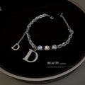 Alloy Zircon Letter D Bracelet For Women Korean Minimalist Hip Hop Fashion Jewelry view 2