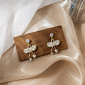Elegant Gold Alloy Rhinestone Bowknot Tassel Drop Studs With Zircon Crystal Micro Pave Women's Earrings view 2