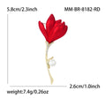 Alloy Zircon Red Tulip Brooch Pin For Elegant Women's Clothing Decor view 4