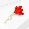 Alloy Zircon Red Tulip Brooch Pin For Elegant Women's Clothing Decor view 2