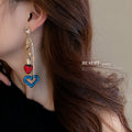 Exaggerated Alloy Rhinestone Strawberry Heart Star Tassel Long Drop Earrings view 4