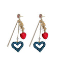 Exaggerated Alloy Rhinestone Strawberry Heart Star Tassel Long Drop Earrings view 5