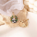 Elegant Enamel Panda Bamboo Round Alloy Drop Earrings With Rhinestone Studs Cute Oriental Style Earrings view 4