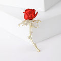 Alloy Enamel Red Rose Brooch Zircon Flower Lapel Pin For Gifts view 2