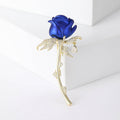 Alloy Enamel Red Rose Brooch Zircon Flower Lapel Pin For Gifts view 3