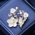 Alloy Shell Flower Vine Brooch With Zircon For Elegant Outfits view 4