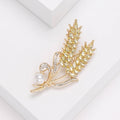 Alloy Crystal Wheat Pearl Brooch Pin For Scarf Fastening view 3