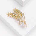 Alloy Crystal Wheat Pearl Brooch Pin For Scarf Fastening view 2