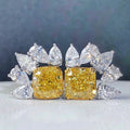 European Luxury Water Drop Stud Earrings With Yellow Zircon Inlay And Delicate Lace Detail view 6