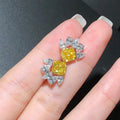 European Luxury Water Drop Stud Earrings With Yellow Zircon Inlay And Delicate Lace Detail view 3