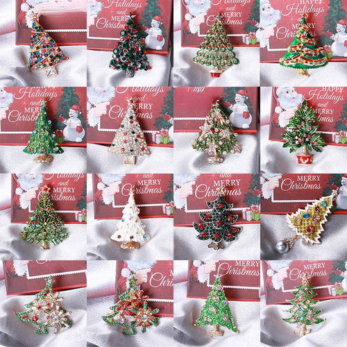 Alloy Rhinestone Christmas Tree Brooch For Holiday Apparel Decoration – As Shown