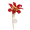 Copper Zircon Lily Flower Brooch Pin For Fashion Clothing Decoration view 5