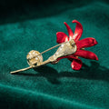 Copper Zircon Lily Flower Brooch Pin For Fashion Clothing Decoration view 3
