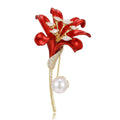 Copper Zircon Lily Flower Brooch Pin For Fashion Clothing Decoration view 1