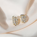 Elegant Hollow Oval Micro Pave Zircon Rhinestone Gold Alloy Stud Ear Cuff Jewelry For Women Earrings view 1