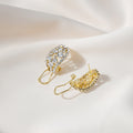 Elegant Hollow Oval Micro Pave Zircon Rhinestone Gold Alloy Stud Ear Cuff Jewelry For Women Earrings view 4