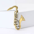 Alloy Enamel Rhinestone Saxophone Brooch Pin For Men And Women view 3