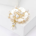 Alloy Shell Pearl Camellia Brooch Pin for Suits and Dresses view 2