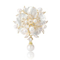 Alloy Shell Pearl Camellia Brooch Pin for Suits and Dresses view 5