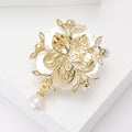 Alloy Shell Pearl Camellia Brooch Pin for Suits and Dresses view 3