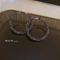 Alloy Geometric Rhinestone Hoop Earrings Bold Round Statement Fashion Style view 4