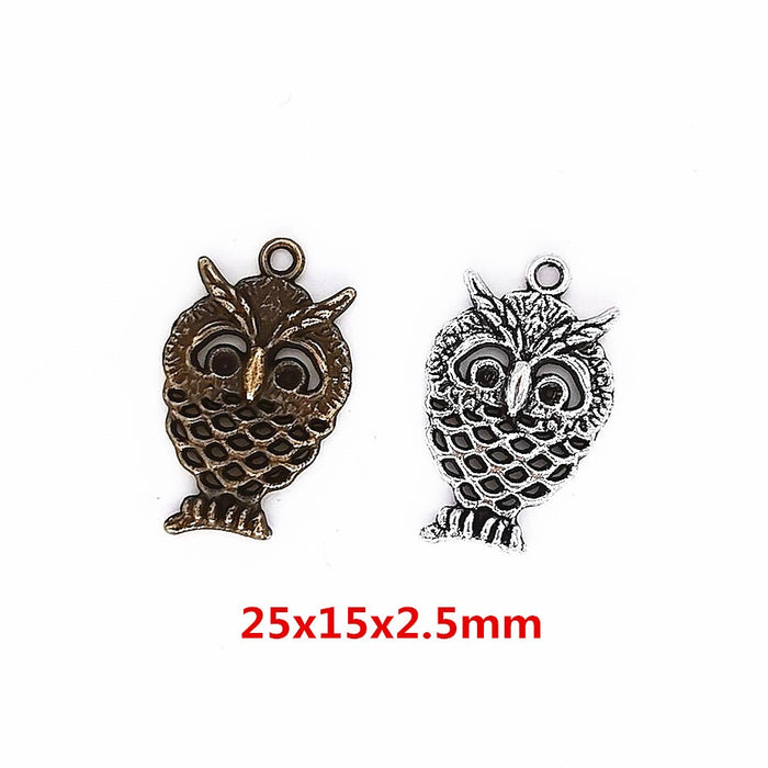 DIY Vintage Zinc Alloy Owl Pendant Charm Jewelry Accessories For Bracelet Necklace Making