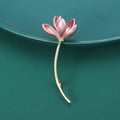 Alloy Enamel Magnolia Flower Brooch Pin For Scarves And Apparel view 1