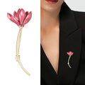 Alloy Enamel Magnolia Flower Brooch Pin For Scarves And Apparel view 3