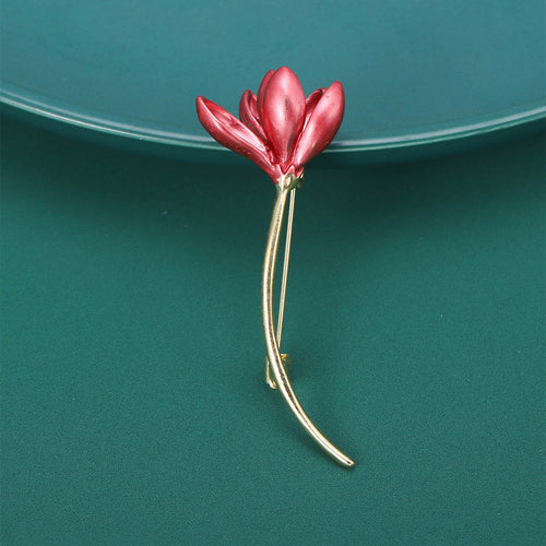 Alloy Enamel Magnolia Flower Brooch Pin For Scarves And Apparel