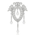 Copper Micro Paved Zircon Pearl Brooch Pin For Luxury Coat Decoration view 5