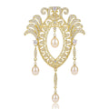 Copper Micro Paved Zircon Pearl Brooch Pin For Luxury Coat Decoration view 1