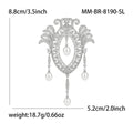 Copper Micro Paved Zircon Pearl Brooch Pin For Luxury Coat Decoration view 4