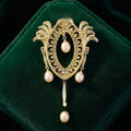 Copper Micro Paved Zircon Pearl Brooch Pin For Luxury Coat Decoration view 3