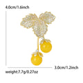 Alloy Zircon Amber Cherry Brooch Pin For Cute Clothing Decoration view 5