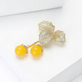 Alloy Zircon Amber Cherry Brooch Pin For Cute Clothing Decoration view 3