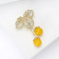 Alloy Zircon Amber Cherry Brooch Pin For Cute Clothing Decoration view 4