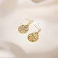 Elegant Gold Alloy Round Flower Drop Studs With Sparkling Zircon Tassel For Women Fashion Earrings view 4