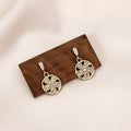 Elegant Gold Alloy Round Flower Drop Studs With Sparkling Zircon Tassel For Women Fashion Earrings view 2