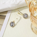 Elegant Long Tassel Round Zircon Rhinestone Paved Gold Alloy Stud Drop Dangle Earrings view 1
