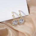 Elegant Long Tassel Round Zircon Rhinestone Paved Gold Alloy Stud Drop Dangle Earrings view 4