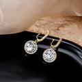 Elegant Long Tassel Round Zircon Rhinestone Paved Gold Alloy Stud Drop Dangle Earrings view 3