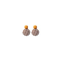 Vintage Houndstooth Fabric Round Ball Stud Drop Earrings For Women Korean Alloy Needle Earrings view 5
