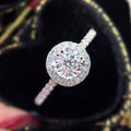 Classic Four Prong Round Zircon Women's Wedding Ring Sweet Bridal Band view 1