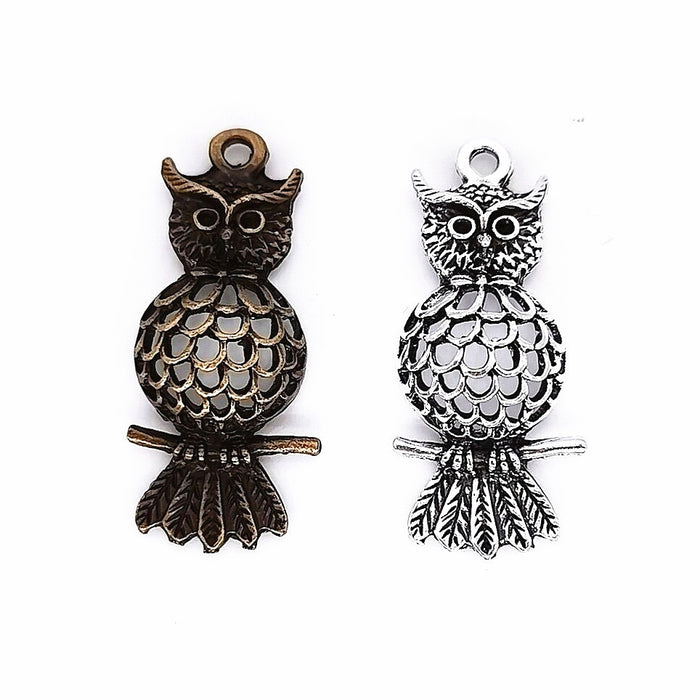 Zinc Alloy Owl Charm Pendant No.162418 for DIY Necklace Bracelet Jewelry Making