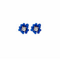 Elegant Klein Blue 3D Enamel Flower Studs With Sparkling Zircon Rhinestone Center For Women Earrings view 5