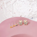 Sweet Mini Butterfly Zircon Stud Set, 5-Piece Alloy Silver Needle Luxury Cartilage Earrings view 4